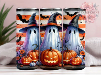 Spooky Halloween Ghosts 20oz Tumbler Wrap PNG, Spooky Vibes Tumbler PNG Sublimation Design, Straight & Tapered Tumbler Wrap, Instant Digital Download Sublimation Li Zamperini 