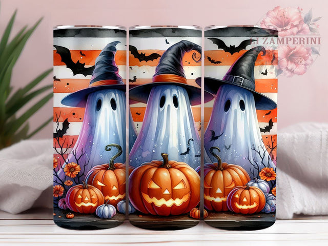 Spooky Halloween Ghosts 20oz Tumbler Wrap PNG, Spooky Vibes Tumbler PNG Sublimation Design, Straight & Tapered Tumbler Wrap, Instant Digital Download Sublimation Li Zamperini 