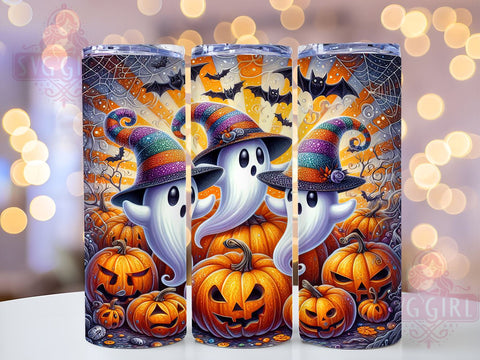 Spooky Halloween Ghosts 20oz Tumbler Wrap Sublimation Design, Straight Tapered Tumbler Wrap, Spooky Tumbler Png, Instant Digital Download Sublimation SvggirlplusArt 