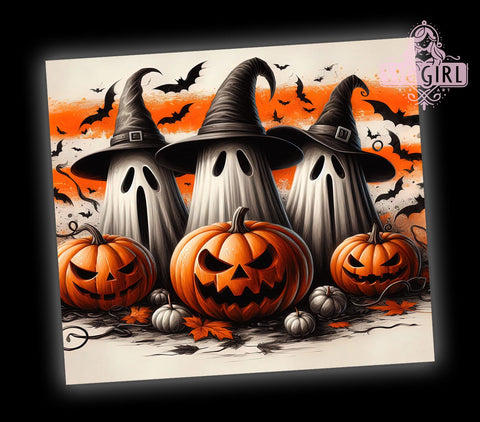 Spooky Halloween Ghosts 20oz Tumbler Wrap Sublimation Design, Straight Tapered Tumbler Wrap, Spooky Tumbler Png, Instant Digital Download Sublimation SvggirlplusArt 
