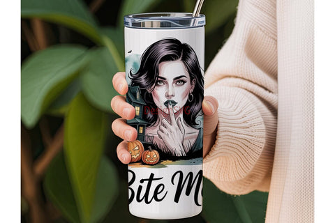 Spooky Halloween Girl 20oz Tumbler Wrap Sublimation DesignSVG 