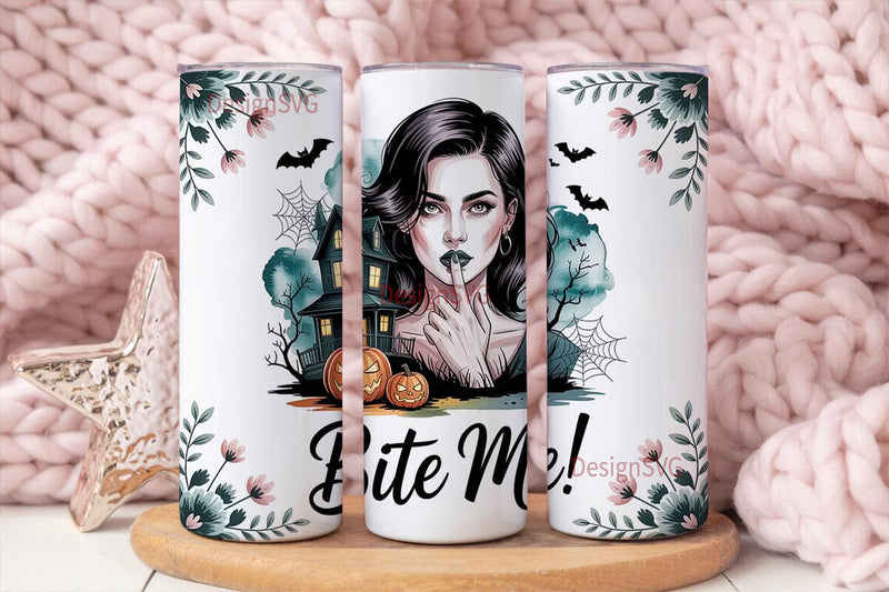 Spooky Halloween Girl 20oz Tumbler Wrap Sublimation DesignSVG 