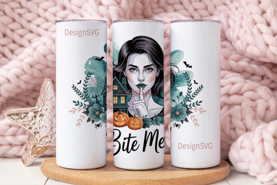 Spooky Halloween Girl 20oz Tumbler Wrap Sublimation DesignSVG 