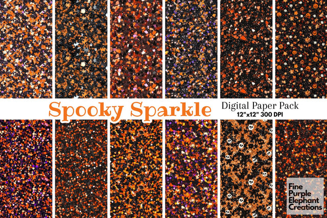 Spooky Halloween Glitter Digital Paper - Textured Sublimation Scrapbook Pattern Digital Pattern Fine Purple Elephant Creations 