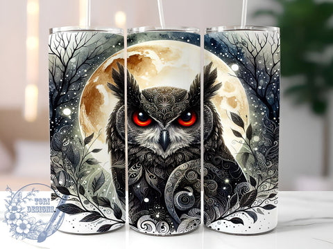 Spooky Halloween Gothic Owl 20oz Skinny Tumbler, Owl Tumbler Png, Straight & Tapered Tumbler Wrap, Instant Digital Download Sublimation ToriDesigns 