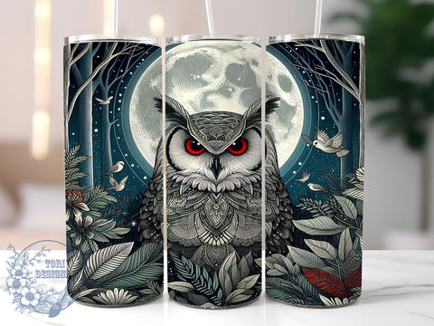 Spooky Halloween Gothic Owl 20oz Skinny Tumbler, Owl Tumbler Png, Straight & Tapered Tumbler Wrap, Instant Digital Download Sublimation ToriDesigns 
