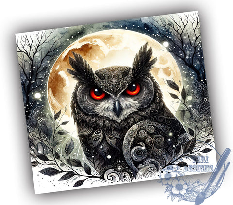 Spooky Halloween Gothic Owl 20oz Skinny Tumbler, Owl Tumbler Png, Straight & Tapered Tumbler Wrap, Instant Digital Download Sublimation ToriDesigns 