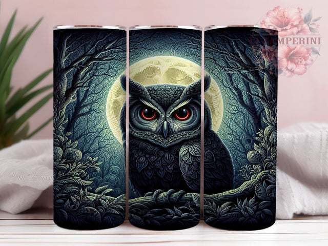Spooky Halloween Gothic Owl 20oz Tumbler Wrap PNG, Gothic Owl Tumbler Png, Straight & Tapered Tumbler Wrap, Instant Digital Download Sublimation Li Zamperini 