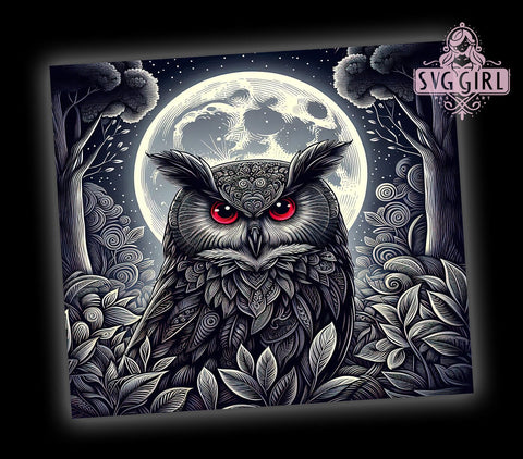 Spooky Halloween Gothic Owl 20oz Tumbler Wrap Sublimation Design, Straight Tapered Tumbler Wrap, Gothic Owl Tumbler Png, Instant Digital Download Sublimation SvggirlplusArt 