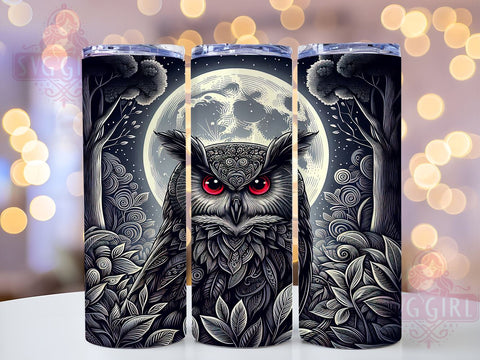 Spooky Halloween Gothic Owl 20oz Tumbler Wrap Sublimation Design, Straight Tapered Tumbler Wrap, Gothic Owl Tumbler Png, Instant Digital Download Sublimation SvggirlplusArt 