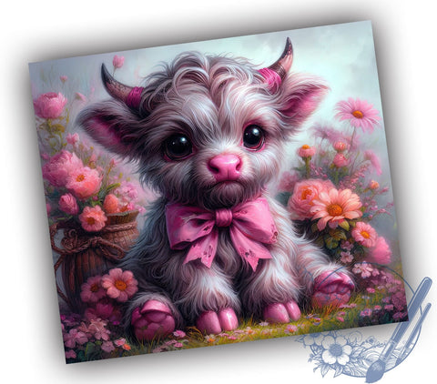 Spooky Halloween Highland Cow 20oz Skinny Tumbler PNG, Spooky Coquette Tumbler Sublimation Wrap, Straight & Tapered Tumbler Wrap, Instant Digital Download Sublimation ToriDesigns 