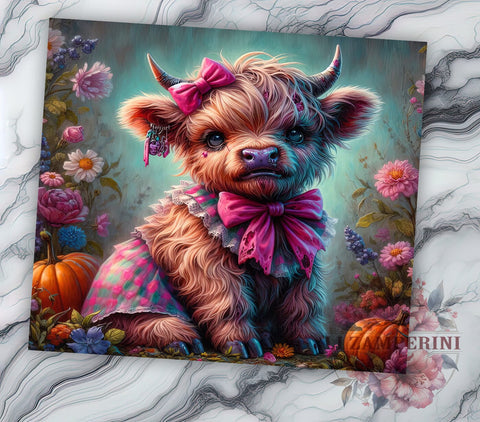 Spooky Halloween Highland Cow 20oz Tumbler Wrap PNG, Spooky Halloween Tumbler PNG Sublimation Design, Straight & Tapered Tumbler Wrap, Instant Digital Download Sublimation Li Zamperini 