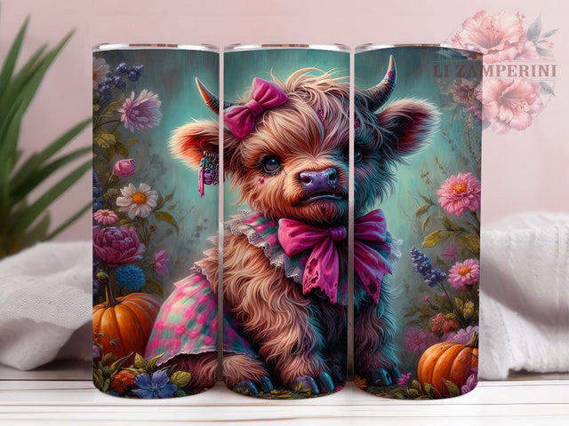Spooky Halloween Highland Cow 20oz Tumbler Wrap PNG, Spooky Halloween Tumbler PNG Sublimation Design, Straight & Tapered Tumbler Wrap, Instant Digital Download Sublimation Li Zamperini 
