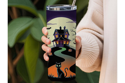 Spooky Halloween House 20oz Tumbler Wrap Sublimation DesignSVG 