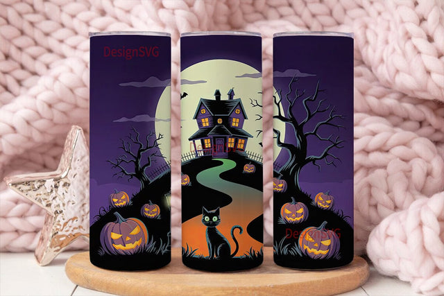 Spooky Halloween House 20oz Tumbler Wrap Sublimation DesignSVG 