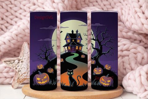 Spooky Halloween House 20oz Tumbler Wrap Sublimation DesignSVG 