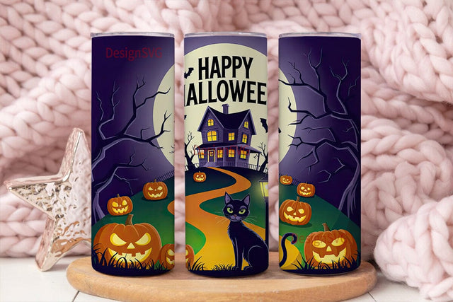 Spooky Halloween House 20oz Tumbler Wrap Sublimation DesignSVG 