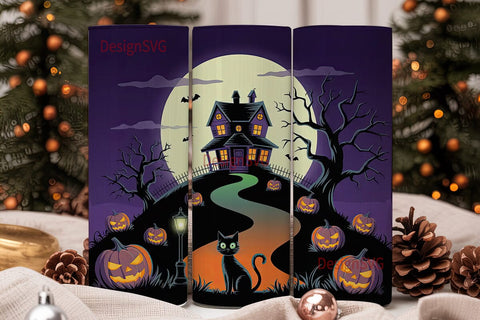 Spooky Halloween House 20oz Tumbler Wrap Sublimation DesignSVG 