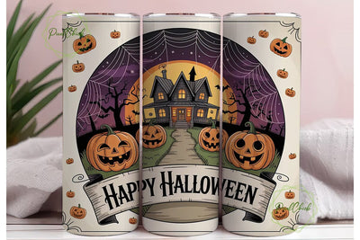Spooky Halloween House 20oz Tumbler Wrap Sublimation PixelChick 