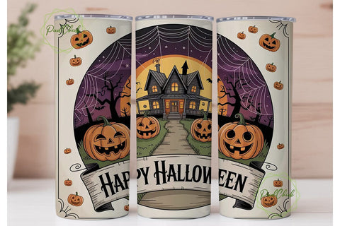Spooky Halloween House 20oz Tumbler Wrap Sublimation PixelChick 