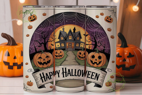 Spooky Halloween House 20oz Tumbler Wrap Sublimation PixelChick 