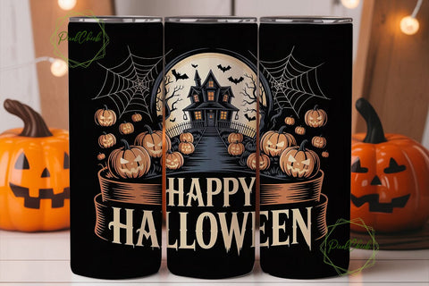 Spooky Halloween House 20oz Tumbler Wrap Sublimation PixelChick 