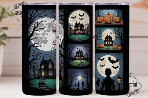 Spooky Halloween House 20oz Tumbler Wrap Sublimation sassyprint 