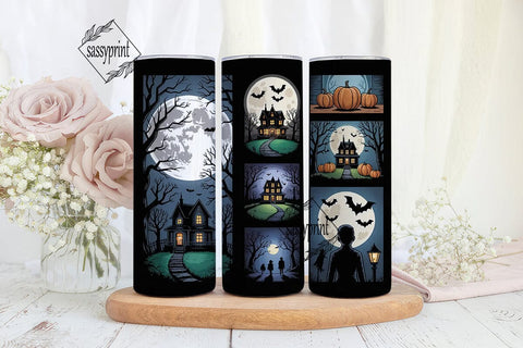 Spooky Halloween House 20oz Tumbler Wrap Sublimation sassyprint 