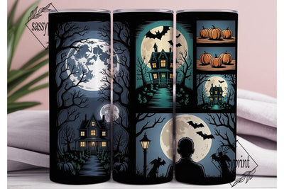 Spooky Halloween House 20oz Tumbler Wrap Sublimation sassyprint 