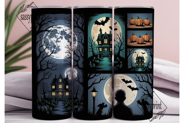 Spooky Halloween House 20oz Tumbler Wrap Sublimation sassyprint 
