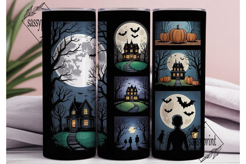 Spooky Halloween House 20oz Tumbler Wrap Sublimation sassyprint 
