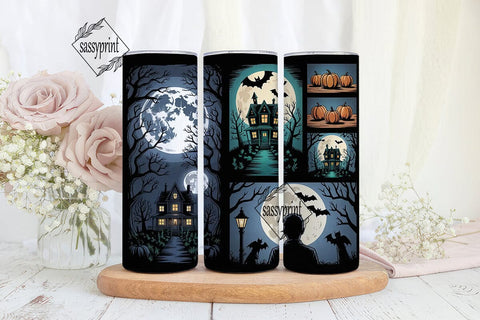 Spooky Halloween House 20oz Tumbler Wrap Sublimation sassyprint 