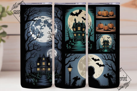 Spooky Halloween House 20oz Tumbler Wrap Sublimation sassyprint 