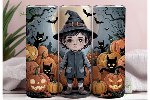 Spooky Halloween Kid 20oz Tumbler Wrap Sublimation PixelChick 