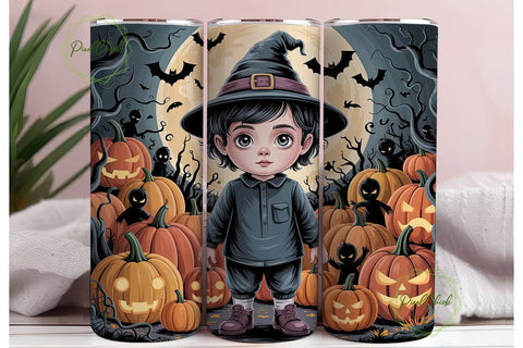 Spooky Halloween Kid 20oz Tumbler Wrap Sublimation PixelChick 