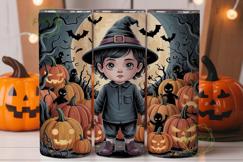 Spooky Halloween Kid 20oz Tumbler Wrap Sublimation PixelChick 