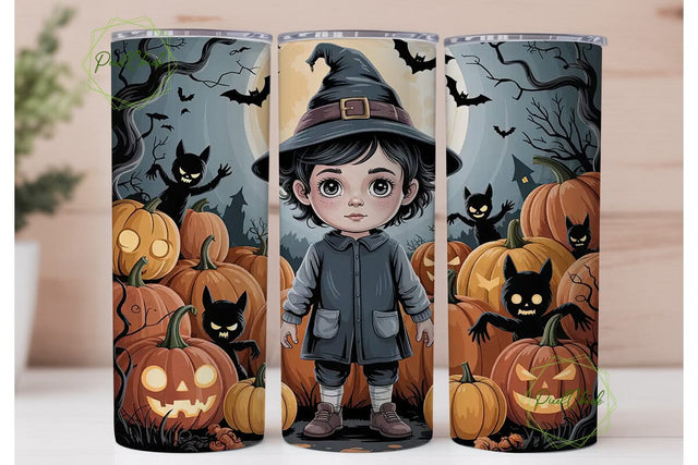 Spooky Halloween Kid 20oz Tumbler Wrap Sublimation PixelChick 