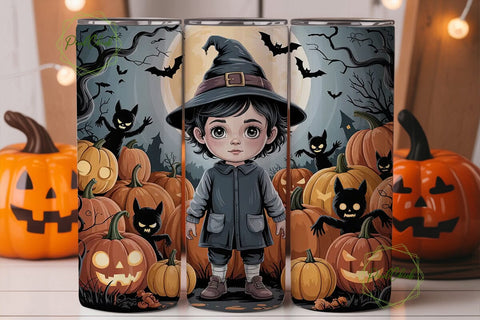 Spooky Halloween Kid 20oz Tumbler Wrap Sublimation PixelChick 