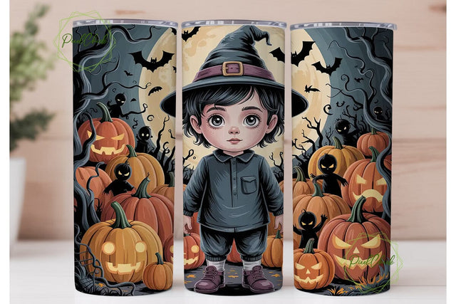 Spooky Halloween Kid 20oz Tumbler Wrap Sublimation PixelChick 