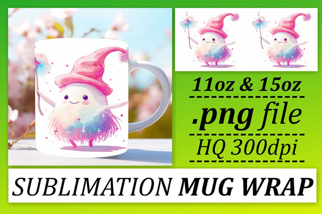 Spooky Halloween Mug Wrap with Pink Ghosts 11oz 15oz Sublimation afrosvg 