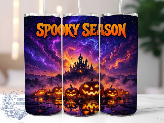 Spooky Halloween Pumpkins 20oz Tumbler, Pumpkin Motif, Spooky Theme, Halloween Design, Autumn Style, Festive Charm, 20oz Wrap, Sublimation Tumbler Sublimation ToriDesigns 
