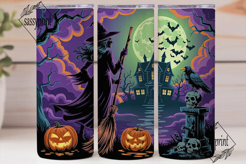 Spooky Halloween Scene 20oz Tumbler Wrap Sublimation sassyprint 