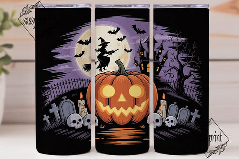 Spooky Halloween Scene 20oz Tumbler Wrap Sublimation sassyprint 
