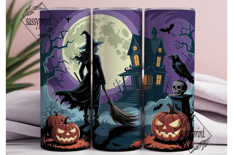 Spooky Halloween Scene 20oz Tumbler Wrap Sublimation sassyprint 