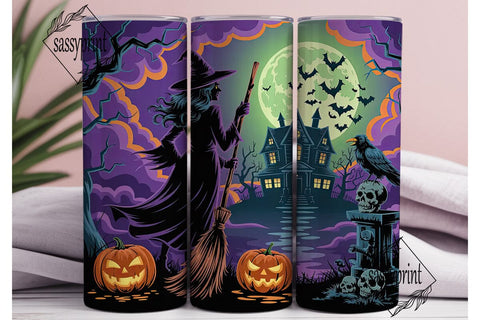 Spooky Halloween Scene 20oz Tumbler Wrap Sublimation sassyprint 