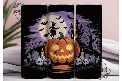 Spooky Halloween Scene 20oz Tumbler Wrap Sublimation sassyprint 
