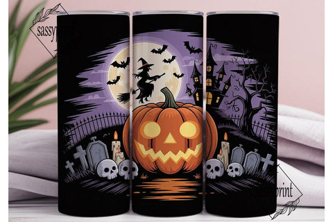 Spooky Halloween Scene 20oz Tumbler Wrap Sublimation sassyprint 