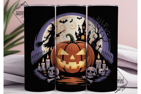 Spooky Halloween Scene 20oz Tumbler Wrap Sublimation sassyprint 