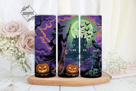 Spooky Halloween Scene 20oz Tumbler Wrap Sublimation sassyprint 