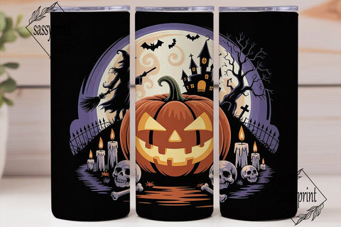 Spooky Halloween Scene 20oz Tumbler Wrap Sublimation sassyprint 